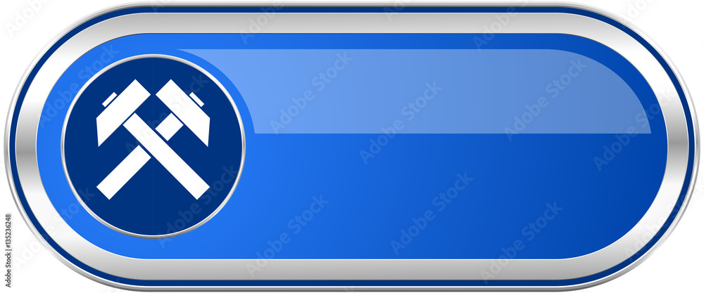 Poster mining long blue web and mobile apps banner isolated on white background.