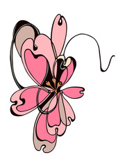 Fototapeta na wymiar Hand-drawn vector flower. Tangle floral art. Decorative element for your design.