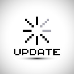 Pixel icon Upload progress indicator Bar. Web preloader. Retro Upload Bar. Vector Illustration.