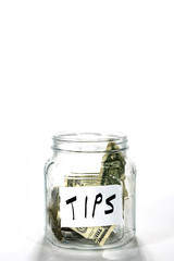 Tips Money Jar With Dollars