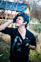Teen punk guy portrait colourful