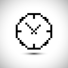 Pixel Vector Watch  Icon. Clock Icon. Vector Illustration. Time Concept.