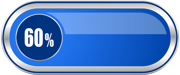 60 percent long blue web and mobile apps banner isolated on white background.