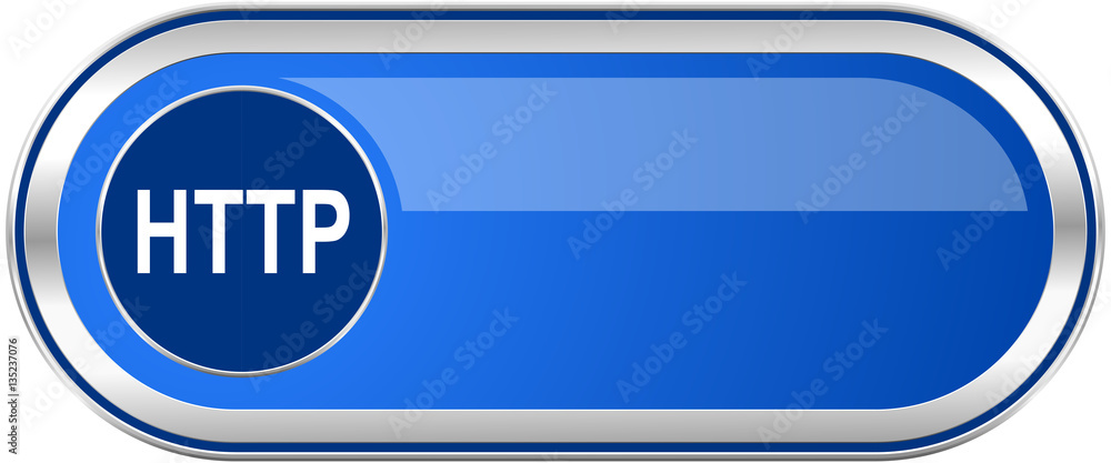Poster http long blue web and mobile apps banner isolated on white background.