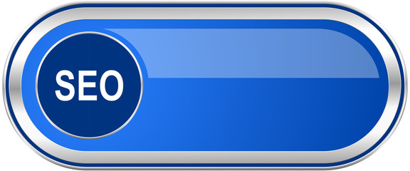 Fototapeta premium Seo long blue web and mobile apps banner isolated on white background.