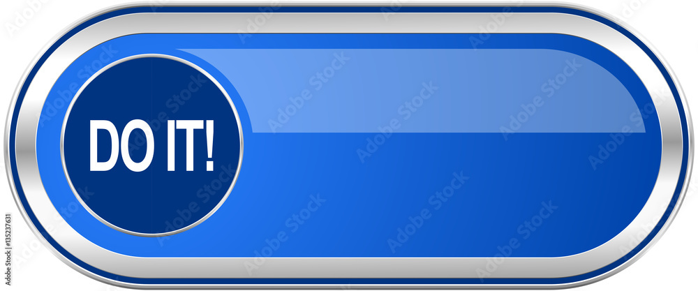 Poster do it long blue web and mobile apps banner isolated on white background.