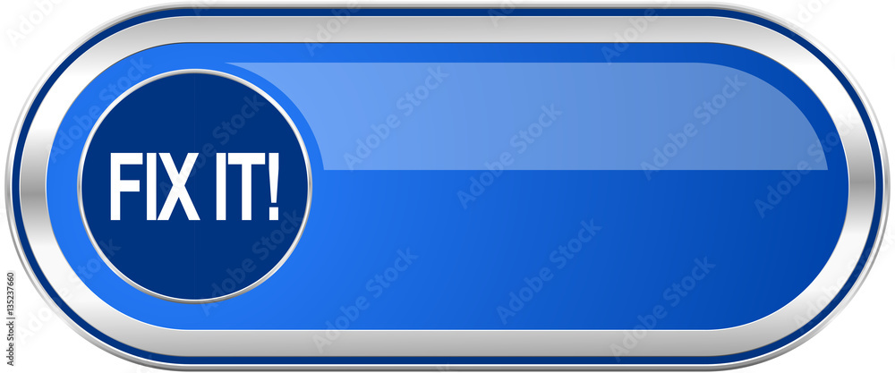 Poster fix it long blue web and mobile apps banner isolated on white background.