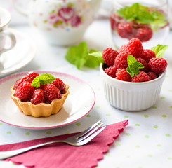 Cupcakes with raspberries
