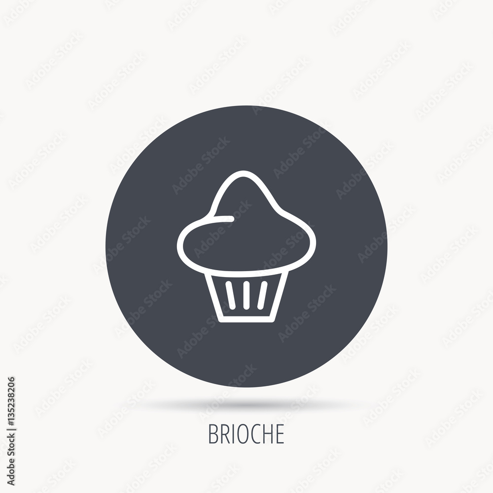 Poster brioche icon. bread bun sign. bakery symbol. round web button with flat icon. vector