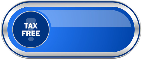 Tax free long blue web and mobile apps banner isolated on white background.