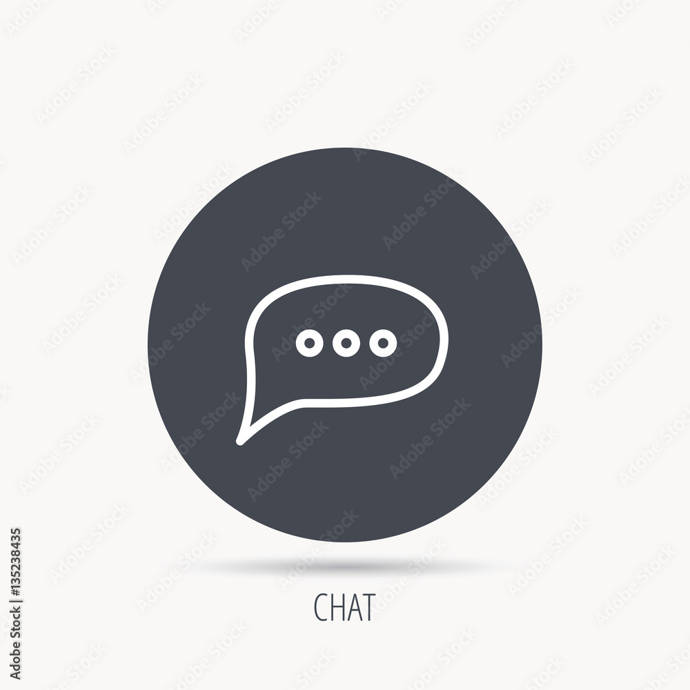 Poster chat icon. comment message sign. dialog speech bubble symbol. round web button with flat icon. vecto