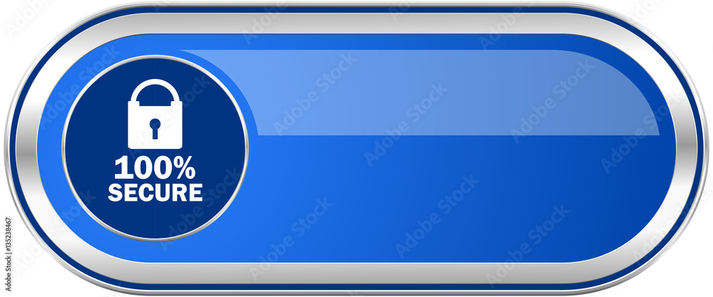 Aufkleber secure long blue web and mobile apps banner isolated on white background.