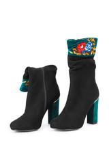 Black boots with floral pattern