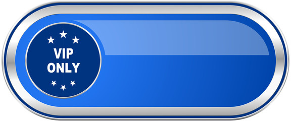 Vip only long blue web and mobile apps banner isolated on white background.