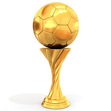Fototapeta golden trophy with soccer ball
