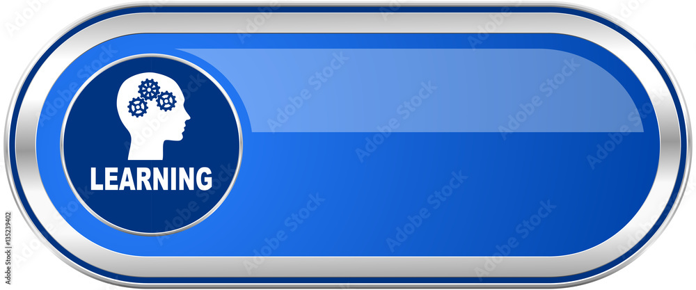 Poster learning long blue web and mobile apps banner isolated on white background.