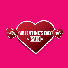 Valentines day heart sale tag isolated on pink