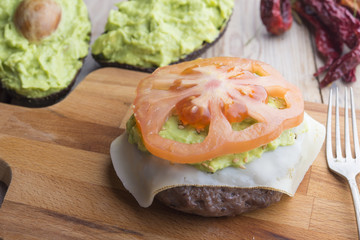 Hamburger of Black Agus with guacamole