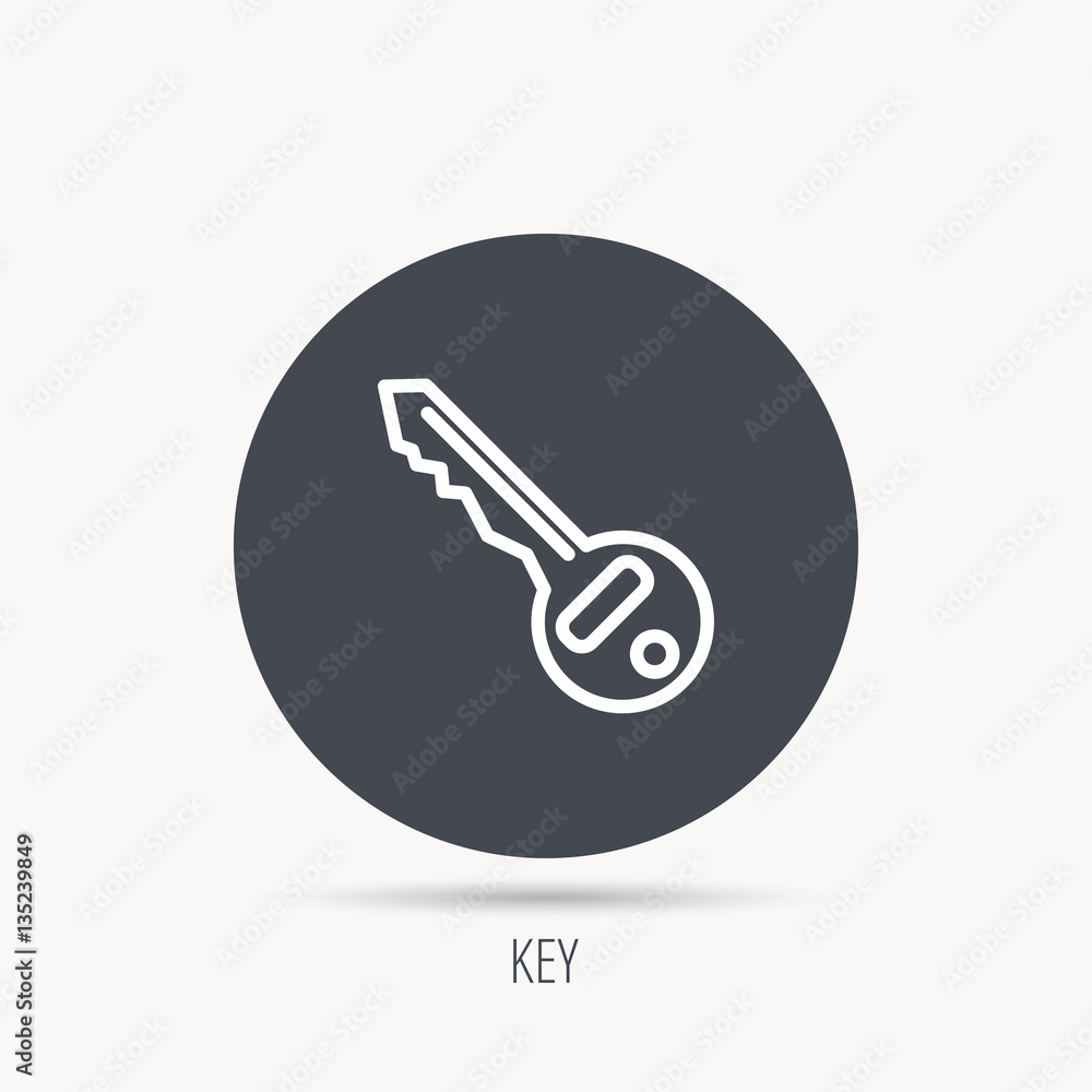 Poster key icon. door unlock tool sign. round web button with flat icon. vector