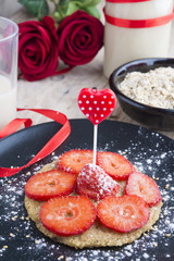 Breakfast vegan, milk of oast for valentine day