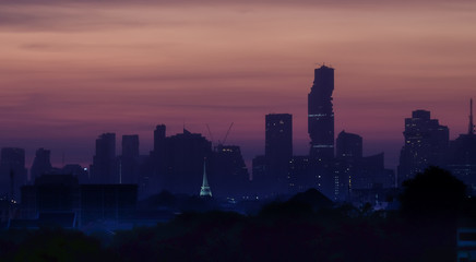 Fototapeta premium Sunrise time ,View to Mahanakorn tower city center business of B