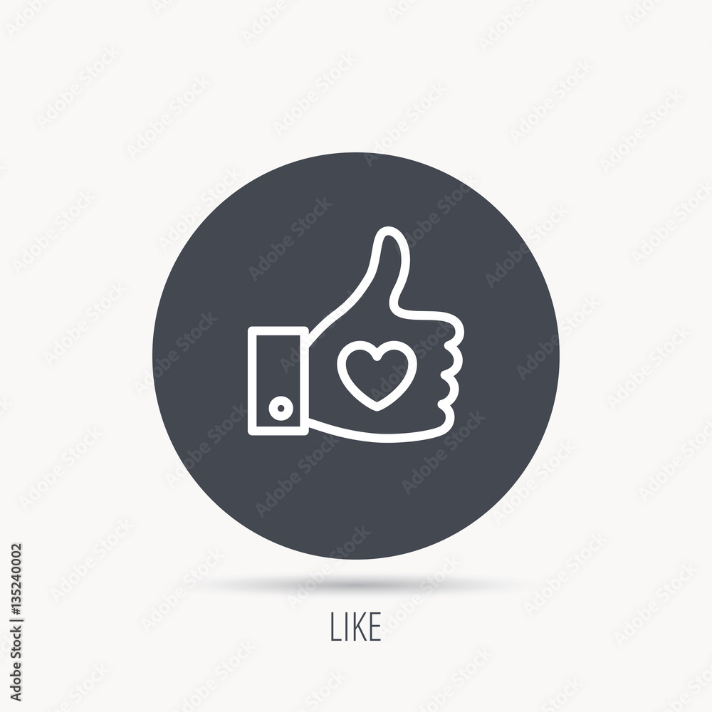 Poster thumb up like icon. super cool vote sign. social media symbol. round web button with flat icon. vect