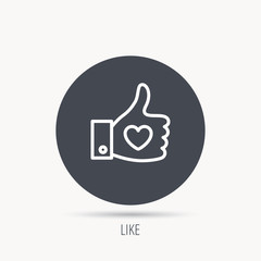 Thumb up like icon. Super cool vote sign. Social media symbol. Round web button with flat icon. Vector