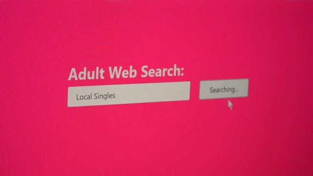 Meet Local Singles using Adult Web Search engine, close up photo of a computer screen with web browser search in progress 