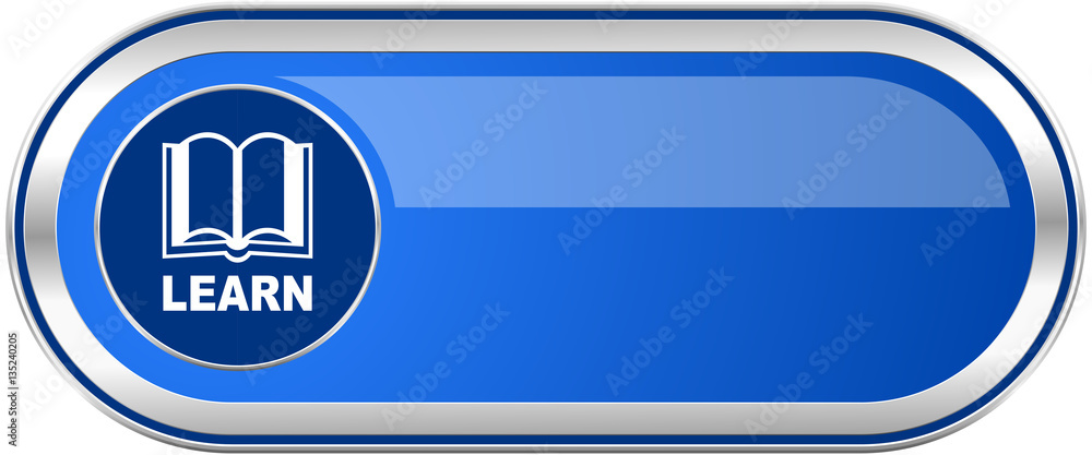 Poster learn long blue web and mobile apps banner isolated on white background.