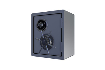 Steel money safe isolated on white - 3d rendering