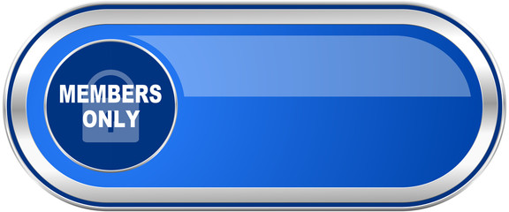 Members only long blue web and mobile apps banner isolated on white background.