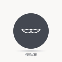 Mustache icon. Hipster symbol. Gentleman sign. Round web button with flat icon. Vector