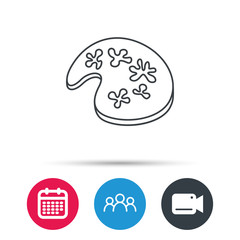 Painting icon. Artistic tool sign. Group of people, video cam and calendar icons. Vector