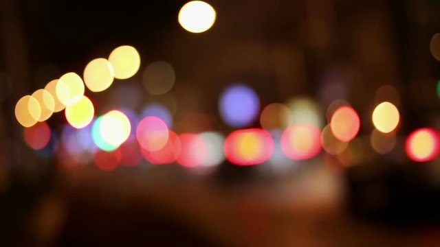 Night lights city blurred traffic