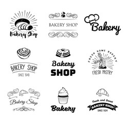 Set of vintage bakery labels and design elements