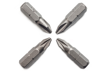 Screwdriver bits cross and star type isolated