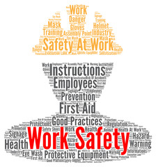 Work safety word cloud concept 