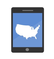 Carte des Etats-Unis d'Amérique sur une tablette