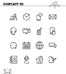 Contact us flat icon set. 