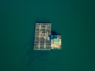 Fototapeta na wymiar Aerial View of Farm on Cultivation of Seashells