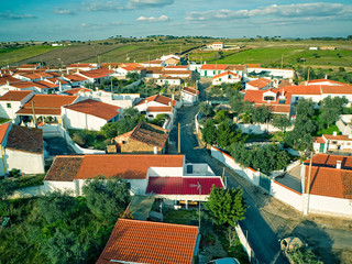 Obraz premium Aerial View Red Tiles Roofs Typical Village