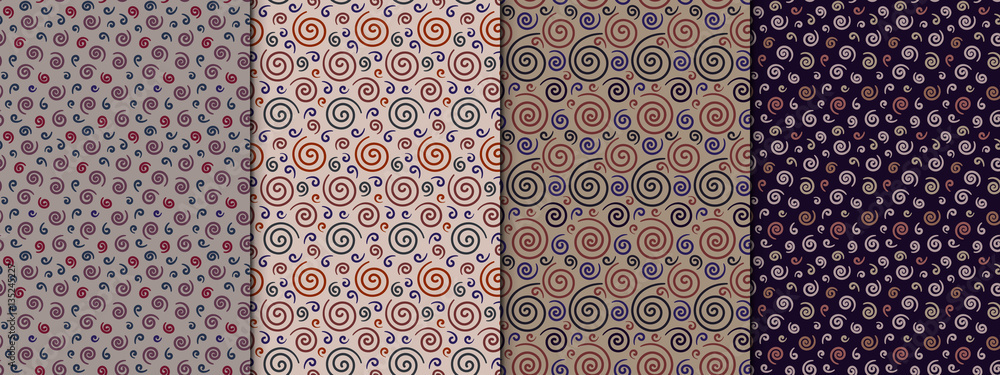 Poster collection of simple geometric pattern textures. set of 4 backgrounds. seamless repeating hand drawn