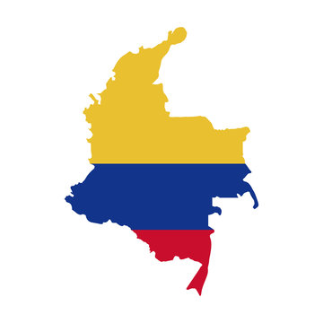 map with colors colombian flag vector illustration