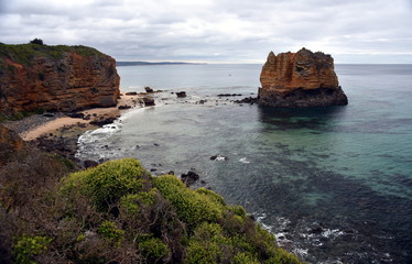 Eagle Rock at Aireys Inlet on the Great Ocean Road Victoria - Australia. The coastline along the great ocean road and is a spectacular road trip accessible from Melbourne.