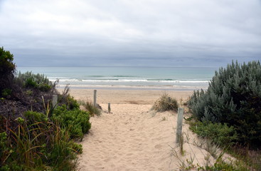 Fototapeta na wymiar Entrance to the beach. Eastern View is a small coastal town in the Surf Coast Shire, Victoria, Australia.