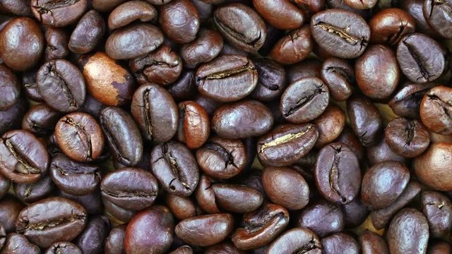 Footage close up coffee beans .