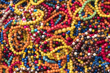 Colorful wooden beads
