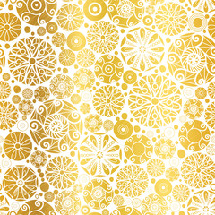 Vector Golden Abstract Doodle Circles Seamless Pattern Background. Great for elegant gold texture fabric, cards, wedding invitations, wallpaper.