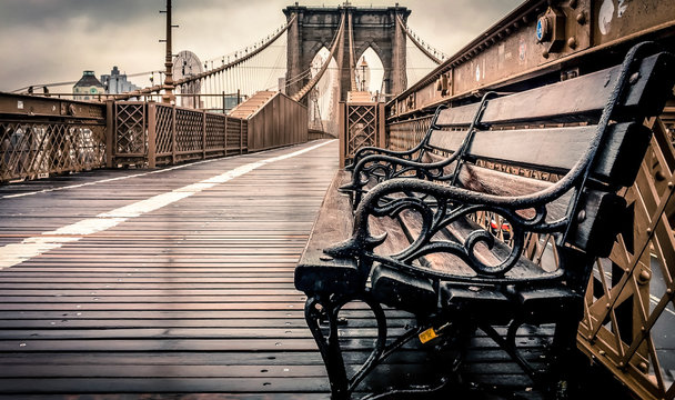 Fototapeta Most Brookliński w deszczowy dzień