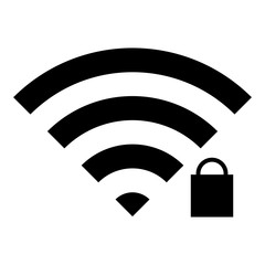 Wifipassword_Wifilocked icon - Flat design, glyph style icon - Filled black